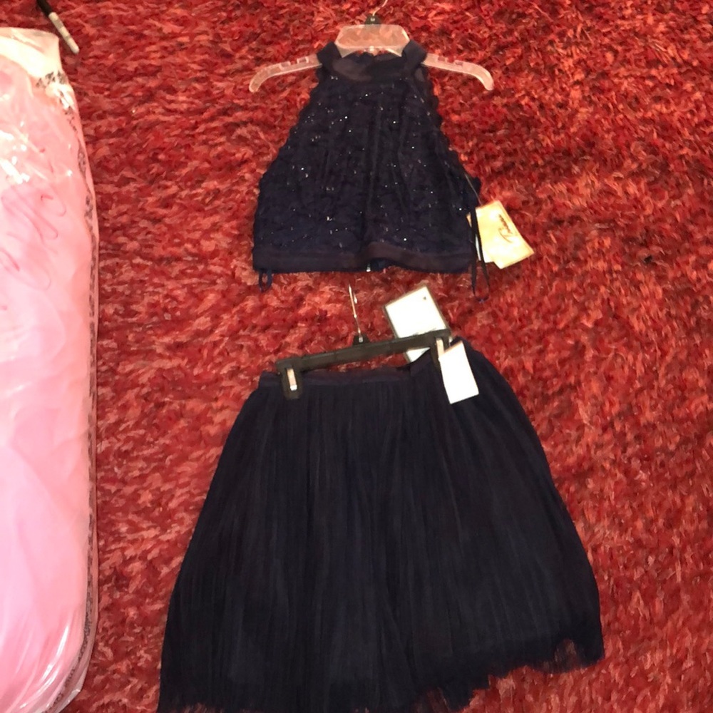 Navy blue 2 piece Homecoming dress